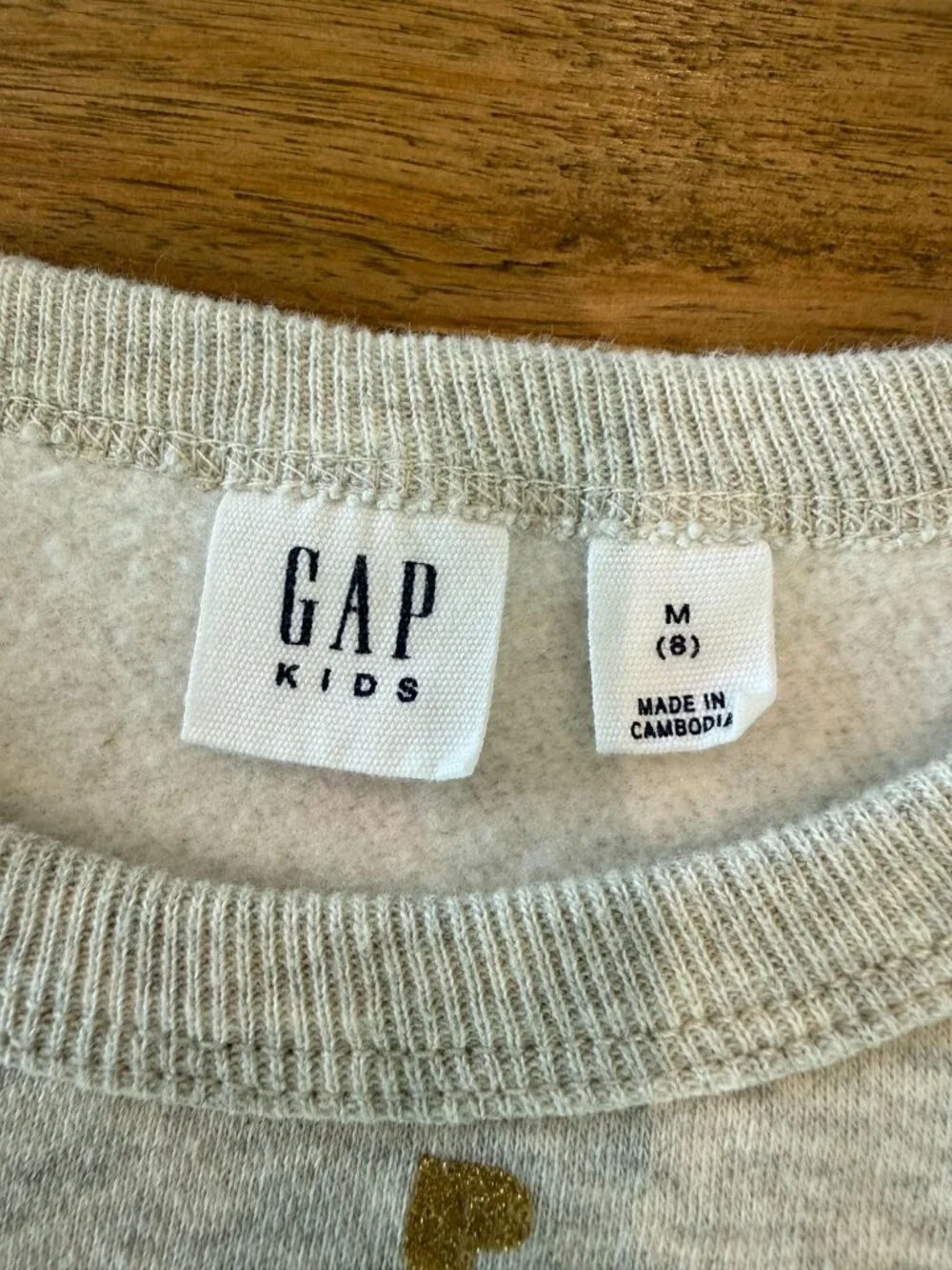 Gap Kids Girls Gray Heather Sweatshirt Size Medium 8 Multi Color Glitter Hearts